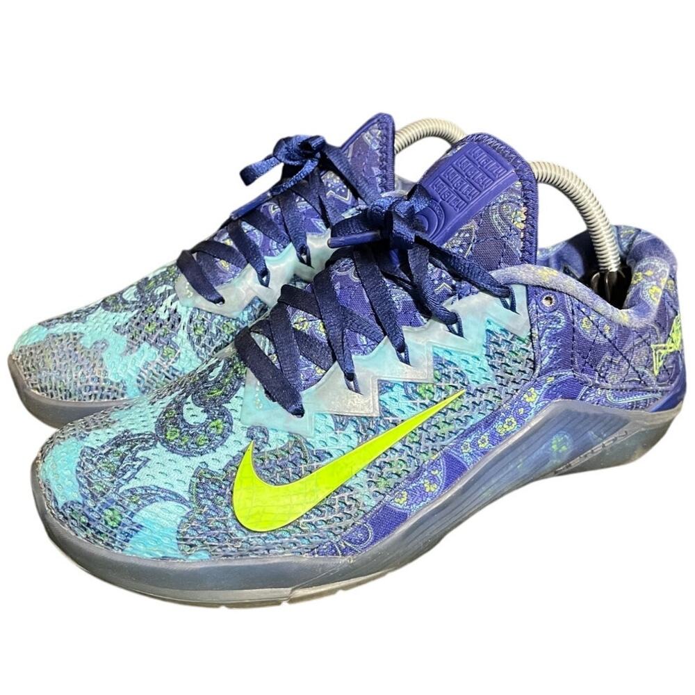 Nike Metcon 6 Amp Paisley Deep Royal Blue Electric Green CZ0602-434 Mens 8.5